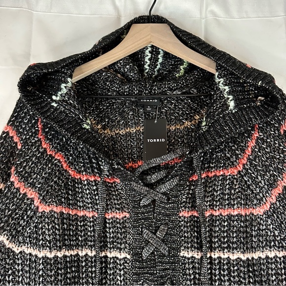 TORRID Women’s Size 3X 3 22-24 Sweater Multi Stripe Chunky Yarn Hoodie NWT - Picture 7 of 15